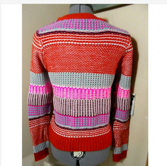 Nwt REWIND Ethnic Sweater S Orange Pink Snow Bunny - Picture 4 of 6